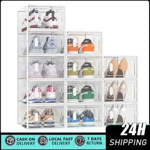 Shoe Storage, 12 Pack Shoe Organizer for Closet, Shoe Boxes Clear Plastic Stackable Shoe Containers with Lids for Size 10 Stackable shoe storage box with lid, large shoe rack and storage shelf, shoe display and storage container, Shoe Organizing, Shoe Sto