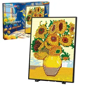 3504PCS Micro Bricks Sunflower Wall Painting Building Blocks Assemble Bricks Toy Home Decoration Gift For Children Adult
