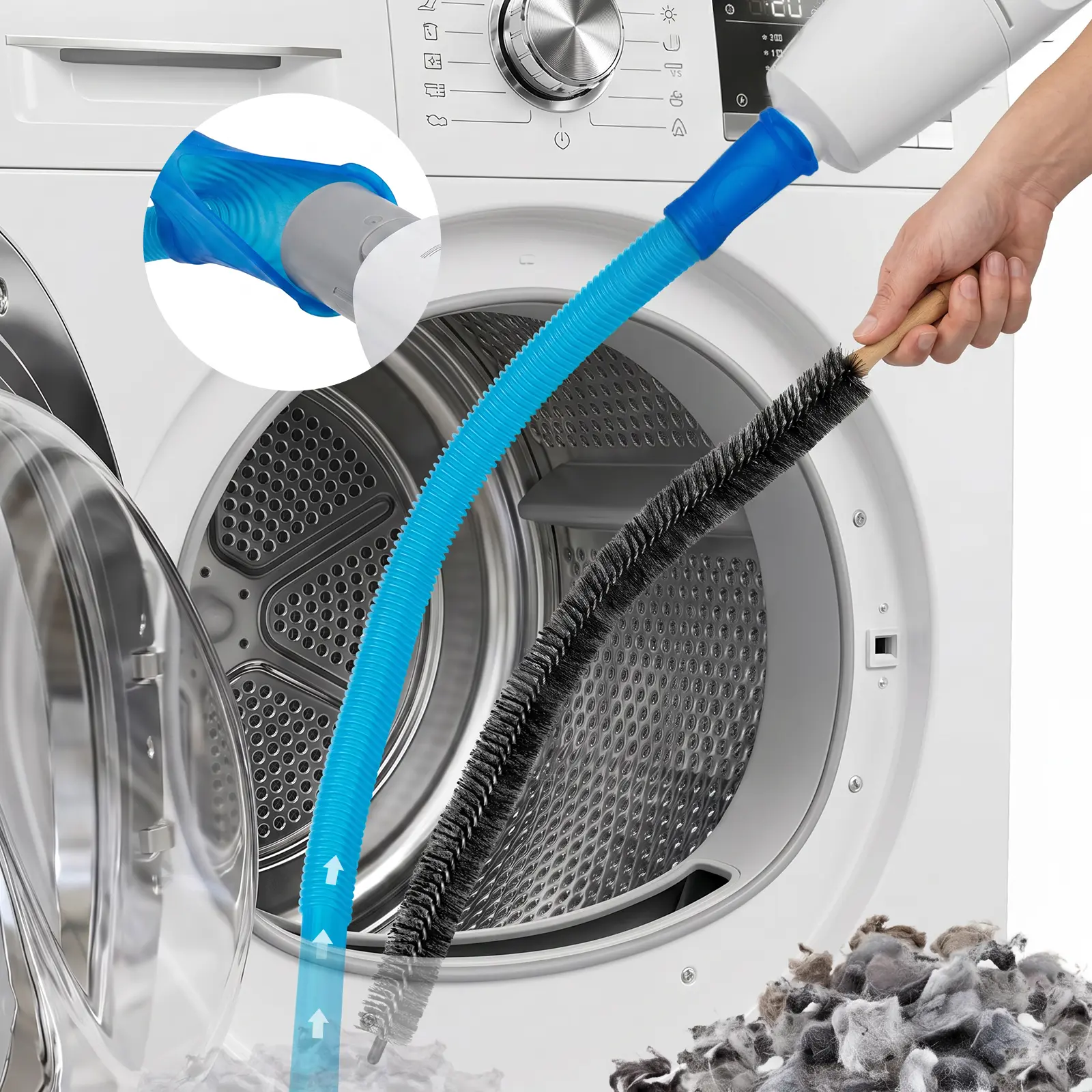 2 Pieces Dryer Vent Cleaner Kit.Equipped With a Dryer Dust Removal Brush And Vacuum Hose For The Dryer Vent.Applicable To Most Vacuum Cleaners,Equipped With Universal Connectors,Quick Cleaning