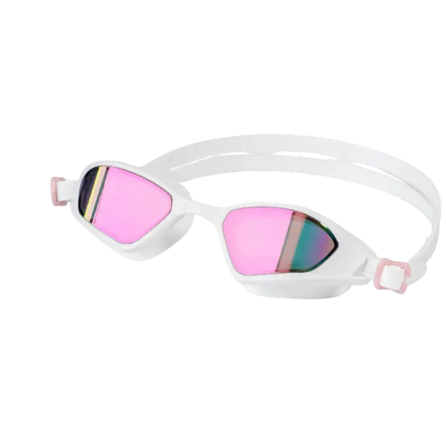 Pink Mirrored Anti-Fog Swim Goggles for Training Swimmers - Mid-Frame Support, Fog-Free Impact-Resistant Lenses, UV Protection, Glare Reduction, Outdoor Visibility, Adjustable Strap