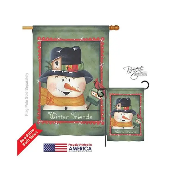 Breeze Decor 14092 Winter Friends Eco-Friendly Double-Sided Vertical Impression Hanging House Flag with Artwork - 28x40 in, Festive Home Supplies Banner, 28 X 40 In