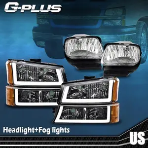 Fit For 03-07 Chevy Silverado/Avalanche LED DRL Headlights+Fog Lights Combo G-PLUS