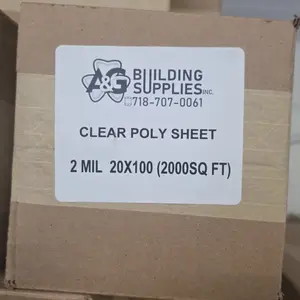 A&G Building Supplies Inc. Clear Poly Sheet 2 Mil 20x100 2000SQ FT for Construction and Packaging