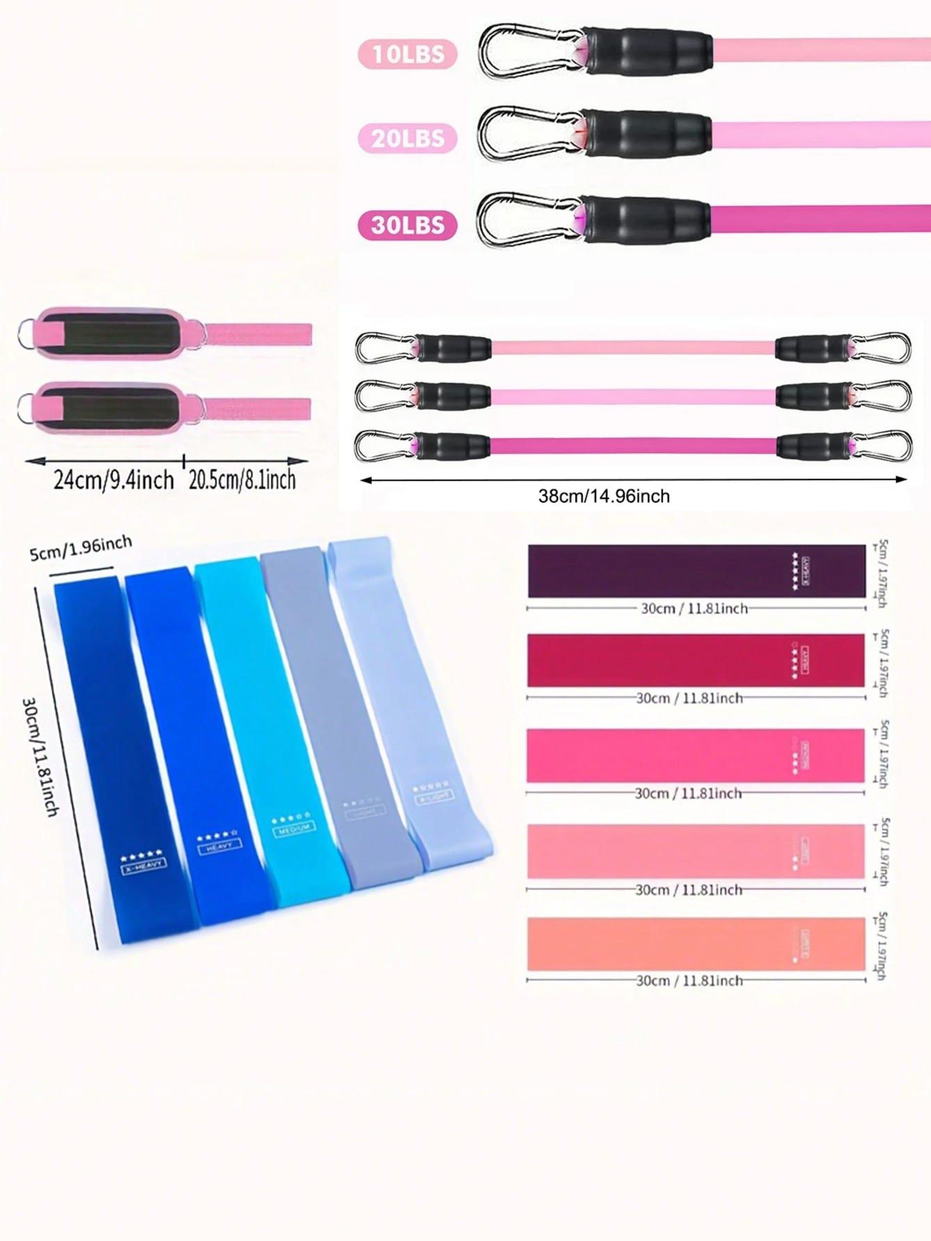 11pcs Yoga Resistance Band Set for Leg and Hip Sculpting, Multi-Level Tension Fitness Equipment with Ankle Straps, Ankle Support, and Foot Ankle Protection Kit