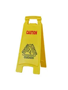 Plastic Prince Wet Floor Sign, Slippery When Wet A-Frame Caution Sign, Bright Yellow