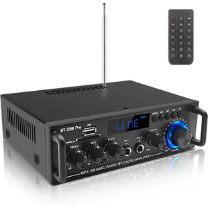 Amplifier  Audio Stereo Receivers with  5.0,Receicer for Speakers Max 800W, 2.0  Stereo Amplifier System for  Speakers, Karaoke,Garage, Amp/USB/SD/RCA/MIC in