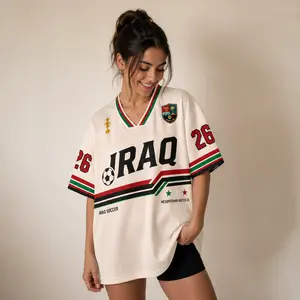 Personalized Custom Number Football Shirt – Iraqi Heritage-Inspired Retro Mesh Jersey, Unisex Fan Tee