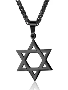Star of David Pendant Charm Necklace Stainless Steel Jewish Jewelry for Men Women Religious 20"