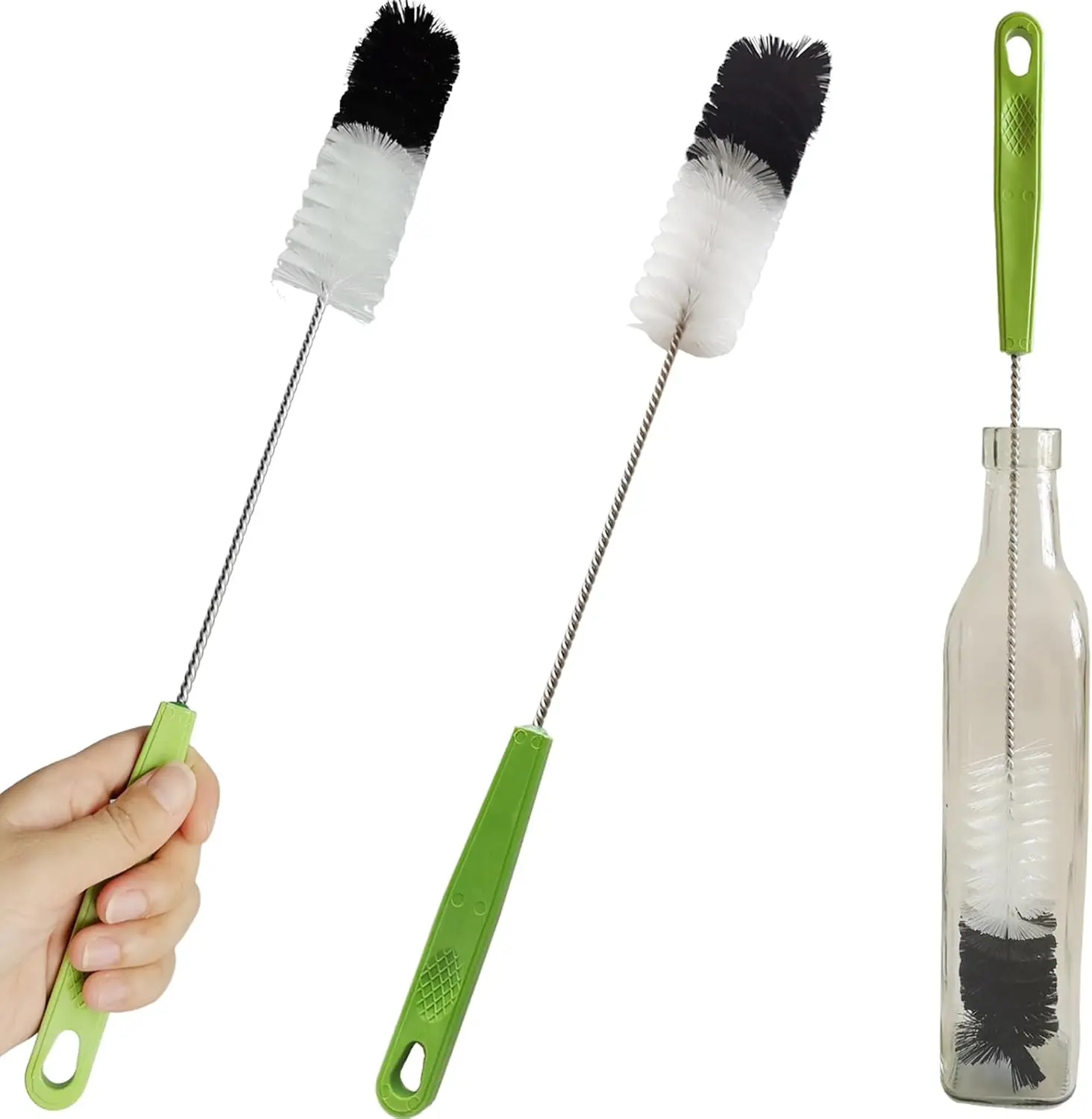 Long Handle Cleaning Brush - 16" Narrow Bottle & Cup Scrubber, Hummingbird Feeder & Meat Grinder Cleaner, Pipe Brush