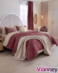 VIANNEY Juego de Edredón Reversible Girona Elegante con Cojines Decorativos y Pie de Cama