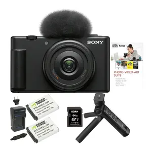 Sony ZV-1F Vlog Camera for Content Creators and Vloggers (Black) with Vlogger Accessory Kit Bundle