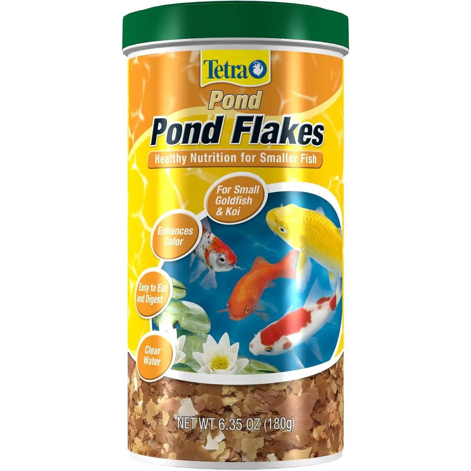 Pond Flakes, Complete Nutrition for Smaller Pond Fish, Fish Food for Goldfish and Koi Fish, 6.35 Ounces