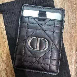Pre-owned Dior Black Mirror Card Holder Clutch