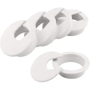 Desk Grommet 2 Inch, Plastic Wire Organizers, Computer  Hole Cover Plug Cap Insert (White, 5)