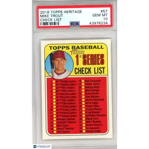 2018 Topps Heritage Mike Trout Check List #57 PSA 10