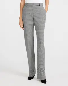 Express Editor Gingham Stretch Cotton Mid Rise Bootcut Pant