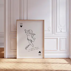 Angel Number 777 Playing Card Print Poster Instant, Cherub Angel Print, Angel Number Poster, Angel Number Wall Poster No Frame Print