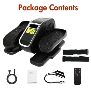 Black Under Desk Portable Elliptical with Remote Control and LCD Display, Electric Seated Pedal Exerciser with Manual and Electric Modes, 12 Adjustable Speeds, Resistance Bands and Straps, Ideal for Seniors, Home Use Fitness Equipment