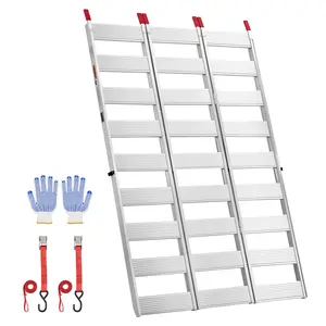 【fathersdaygift】VEVOR Aluminum Trailer Ramps76 x 50 in Tri-Folding Truck Ramps with Straps & Non-Slip Rubber Fingers1500LBS Capacity ATV Loading Ramps for Pickup TrucksMotorcyclesLawn MowersTractorsCarts