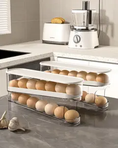 Stackable Egg Organizer for Refrigerator – Space-Saving FIFO Rolling Tray for 18 Eggs – Countertop & Fridge Storage – Perfect for Holiday Baking & Breakfast Prep