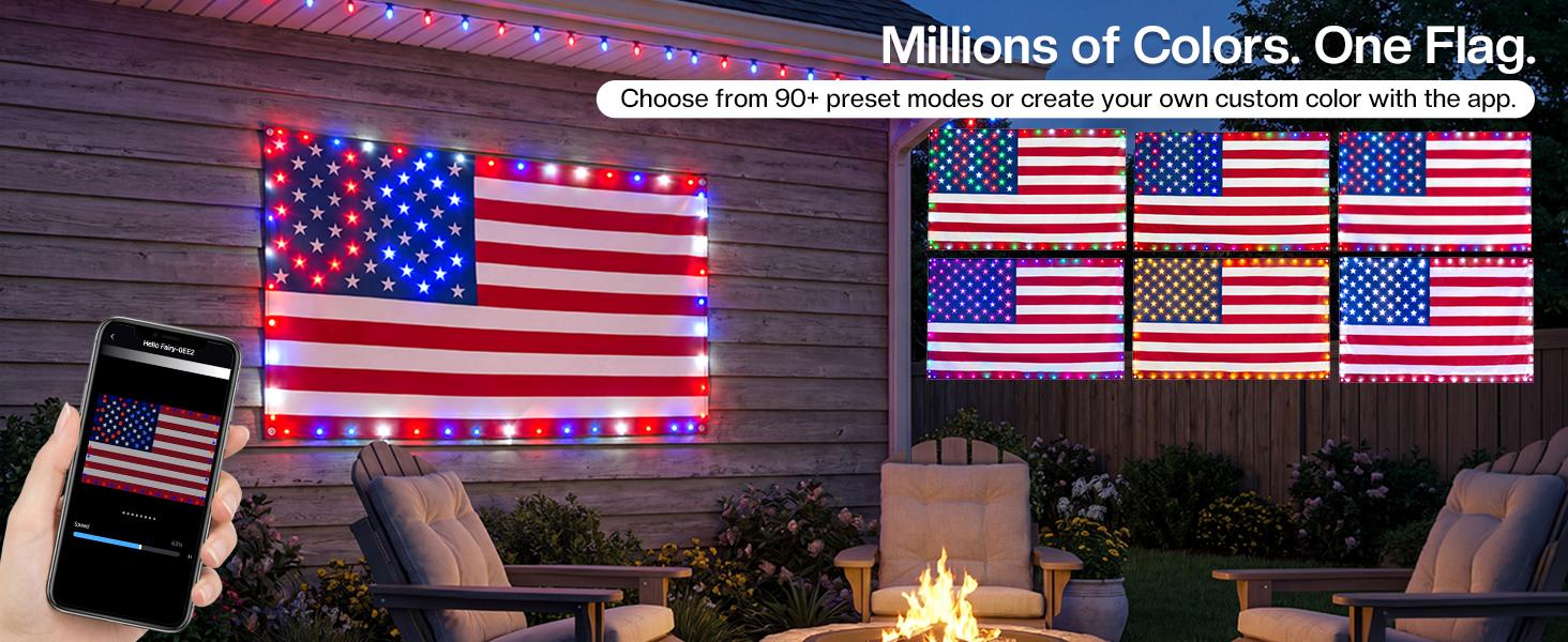 Avatar Controls 3x5FT Smart American Single Side Flag Lights App Control Plug in 4th of July Decorations Lights DIY Color, Music Sync Light Up Patriotic Single Side US Flag Lights for Wall Bedroom, Memorial Day, Independence Day(NOT REMOTE) Avatar Controls 3x5FT Smart American Single Side Flag Lights App Control Plug in 4th of July Decorations Lights DIY Color, Music Sync Light Up Patriotic Single Side US Flag Lights for Wall Bedroom, Memorial Day, Independence Day(NOT REMOTE)