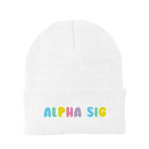 Alpha Sigma Alpha Bubble Embroidered Beanie - Alpha Sig Pastel