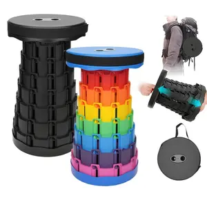Simple Outdoor Stool, Ultra-Light Folding Stool, Collapsible Stool - Adjustable Height Portable Bench for Camping, Fishing & Outdoor Activities