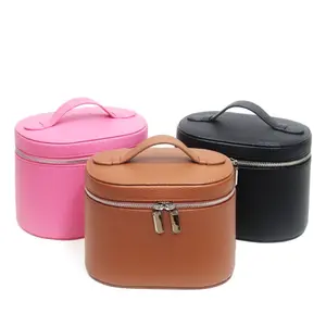 Luxury Lychee Pattern Leather Cosmetic Bag | Large Capacity Portable Multifunctional Storage Pouch