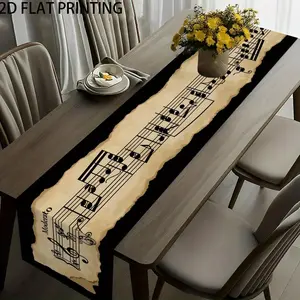 1 2D table flag, music melody, classical music score, linen table flag suitable for decorating tablecloths in restaurants, coffee tables or dining tables, TV cabinets, festivals and family gatherings, easy to clean