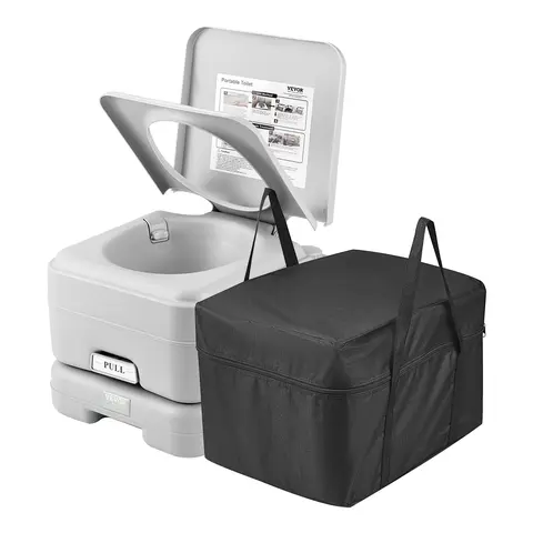 VEVOR Portable Toilet - Camping Accessories, Leak-Proof Travel Essential for Child Travelers, 3.2 Gal Tanks, Push-Button Pressurized Flush, Odor-Reducing Design, Straight Outlet, Sliding Seal, Removable Washable Parts, Portable Storage Bag