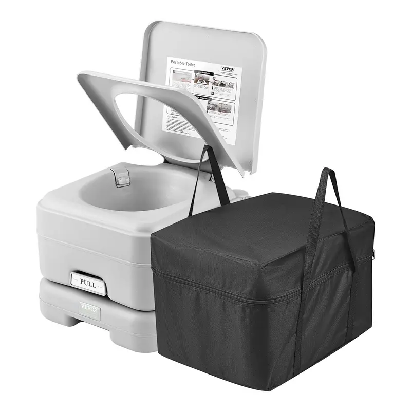 VEVOR Portable Toilet - Camping Accessories, Leak-Proof Travel Essential for Child Travelers, 3.2 Gal Tanks, Push-Button Pressurized Flush, Odor-Reducing Design, Straight Outlet, Sliding Seal, Removable Washable Parts, Portable Storage Bag