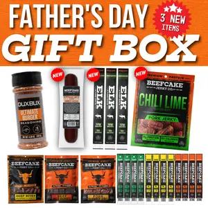 Fathers Day Gift Box - Beef Jerky, Pork Jerky, Meat Sticks, Summer Sausage for Dad