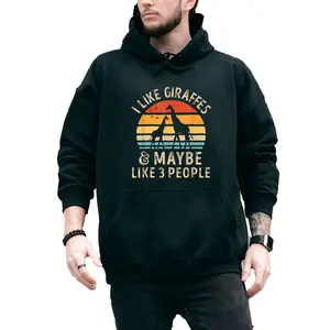 Giraffe Enthusiast Retro Hoodie – Soft, Comfortable, Loose Style, 100% Cotton Long Sleeve