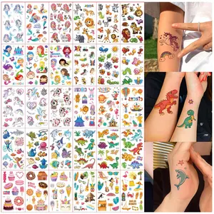 Tattoos for Kids, 30 Sheet 400+ Mixed Styles Cartoon Temporary Tattoos Stickers Set for Girls and Boys,Dinosaur Mermaid Animals Tattoos for Kids Birthday Party Supplies Gifts 572 cohesive tattoos