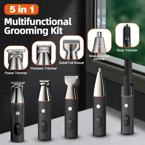 5-in-1 Men's Hair Clipper Set, Cordless Hair and Beard Trimmer Kit, Multifunctional USB Rechargeable Haircutting  Stainless Steel Blades, Easy Magnetic Attachment Men's Grooming Kit With Hair Clippers, Electric Razor, Shavers For Mustache, Body, Face