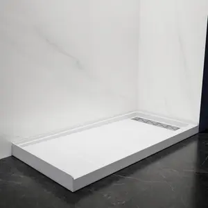 Pequod-R 60"x30" Premium Solid Surface Shower Base,Non-Porous,Stain-Resistant,Long-Lasting