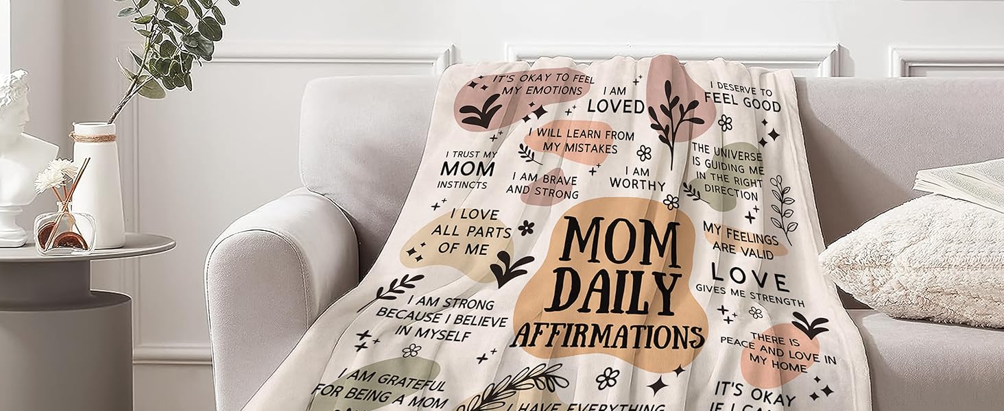 New Mom Gift Blanket — "Mom's Daily Affirmations" Theme: An essential and thoughtful gift designed specifically for first-time moms, expectant mothers, and new moms—perfect for pregnancy and the postpartum period. It also makes a heartwarming present for