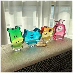 4pcs Mini Acrylic Transparent Animal Figurines, Cute Office Desk Decorations, Fun Colleague Gifts, Room Decoration Accessories