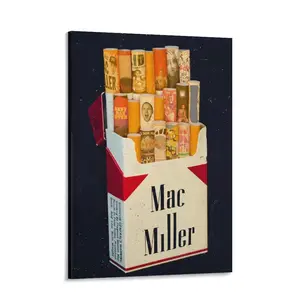 Mac Miller Tribute Canvas Art, Vintage Cigarette Pack Design, Hip Hop Wall Decor