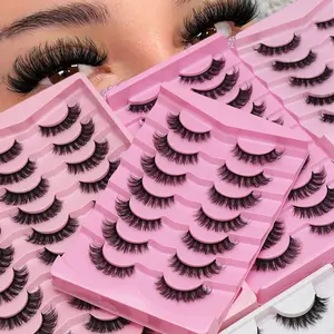 New eyelash styles: packs of 5/7/10/20 pairs of 3D false eyelashes made from faux mink—thick, voluminous, and curled. Bulk cosmetics suitable for weddings, parties, nightclubs, and everyday work meetings. Wild false lashes; refined eyelashes for makeup.
