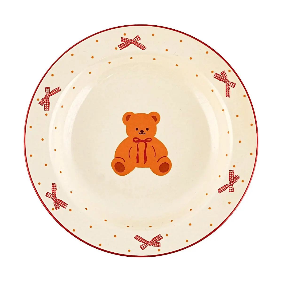 GLAZE STORY 8-Inch Ceramic Soup Bowl with Cute Bow Bear Design - Adorable Tableware for Kids & Adults