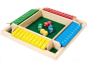 4-Player Flip & Roll Dice Challenge Board - Wooden Game for Family Fun Educational Portable Ideal for All Ages Perfect Gift for Game Nights Tablegame, Family Board Games, Durable