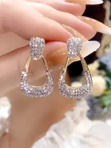 Elegant Hollow Geometric Hoop Earrings, Fashion Daily Wear Accessory, Perfect Gift for Christmas, New Year, Valentine's Day & Weddings