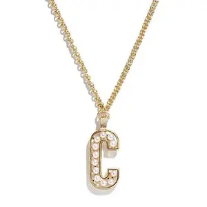 BAUBLEBAR 20" Goldtone Simulated Pearl Initial Drop Necklace