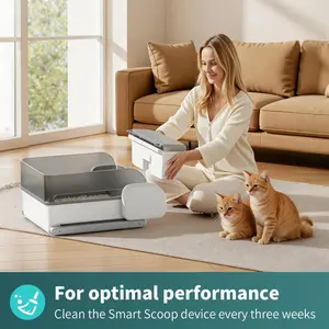 【Furlyn】 Self Cleaning Litter Box with Auto Safety Sensors for Multiple Cats - Automatic Cat Litter Box Self-Cleaning - Covered Ultra Odor Removal - Smart APP Control - Compatible On All WiFi - Electric Robot safety sensor Auto-Cleaning open  to  plitter