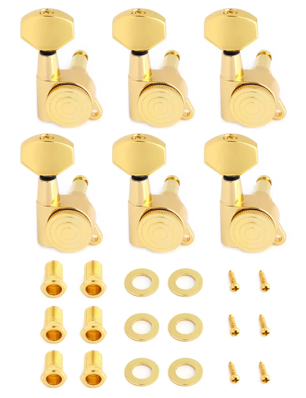 OLETONE 6R Sealed Locking Inline Guitar String Tuning Keys - Zinc Alloy Durable Machine Heads, Musical Instrument Accessory