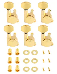 6R Guitar String Inline Tuning Keys  Locking Tuning Pegs Sealed Machine Head Tuners Gold