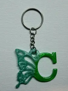 Personalized Resin Butterfly Initial Keychain, Gift for Her, Handmade Resin Art