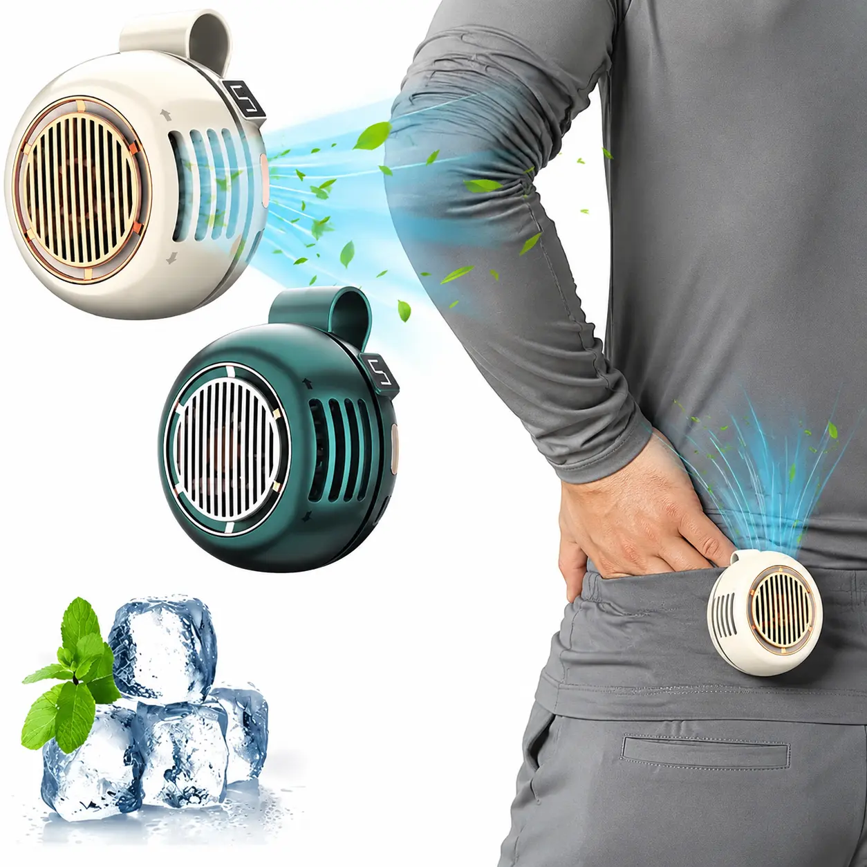 2026 Portable Waist Fan, Silent Clip-On Mini Fan with 5 Speeds and Digital Display, Suspended Collar & Waist Fans, Rechargeable Rotating Body Fan, Wearable Fan, Phone Cooling Fan, Suitable for Outdoor & Travel & Office, Travel Accessories, Perfect Gift