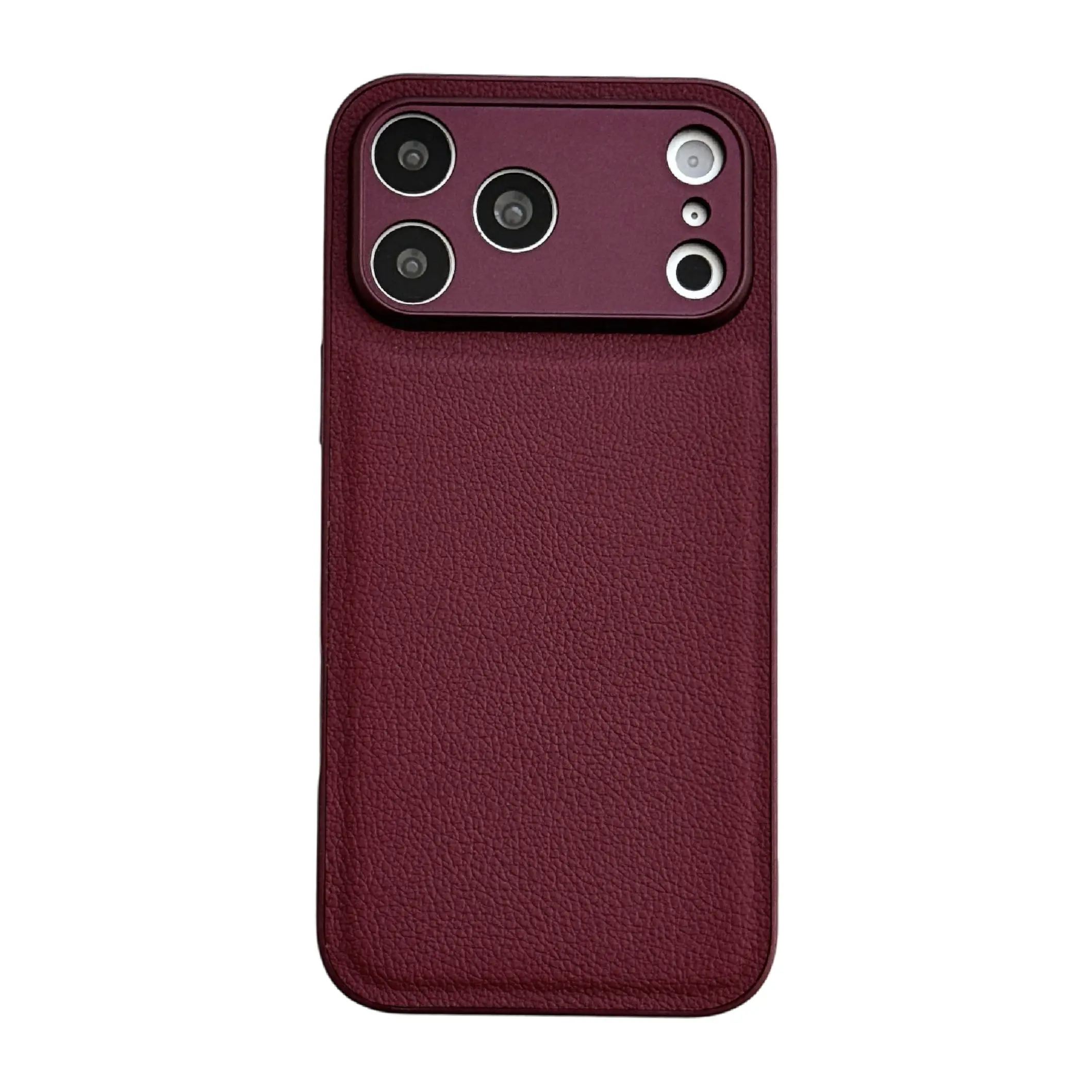 Litchi Grain Leather Phone Case with Matching Integrated Camera Frame & Independent Lens Cutouts